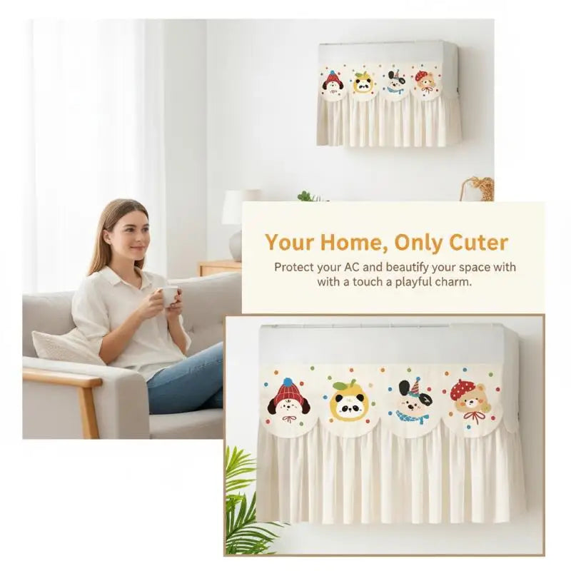 rideau protection climatiseur tissu écologique adhésif motifs animaux mignons couleurs vives plissé sans perçage