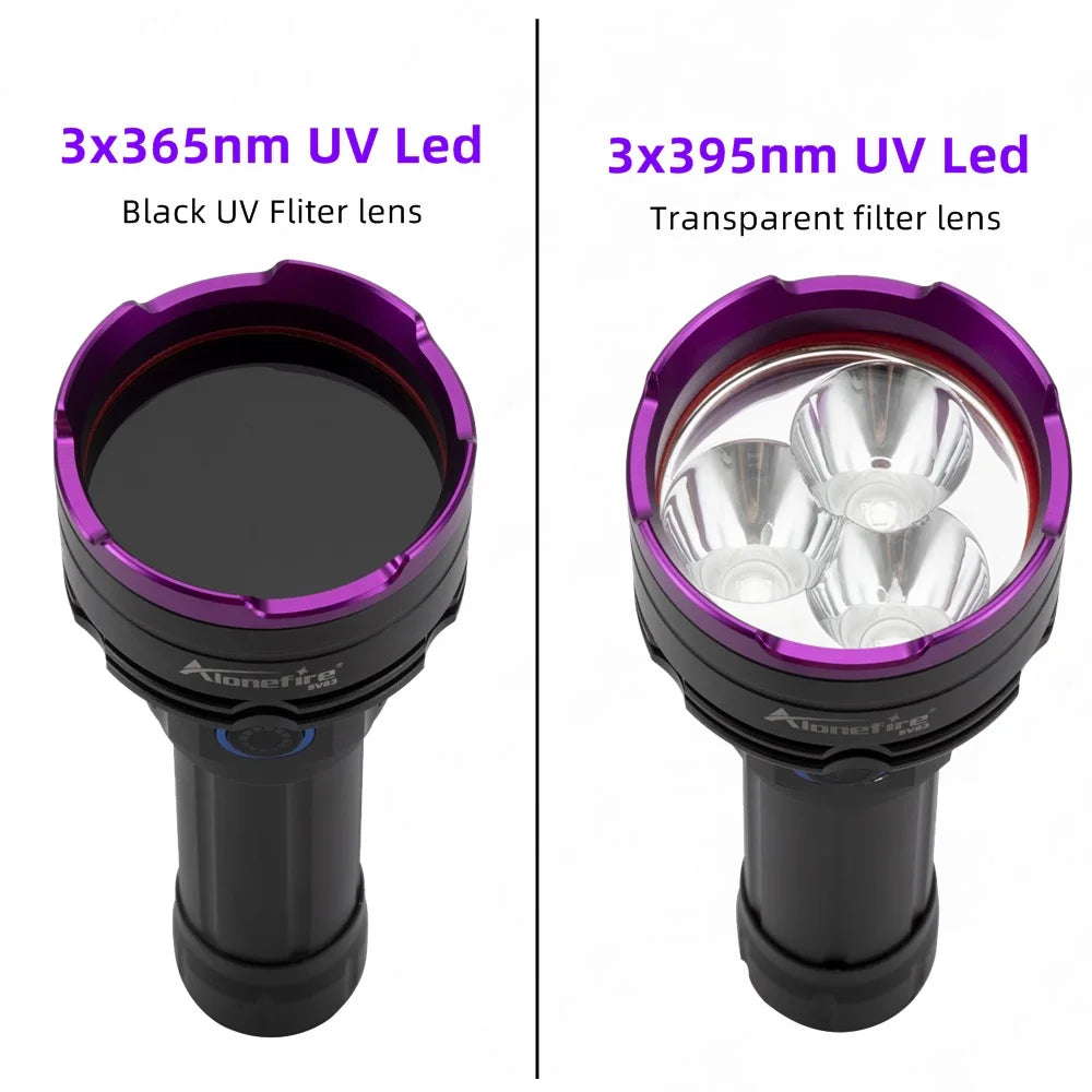 lampe torchon uv rechargeable 30w led 365nm 395nm filtres noirs transparents