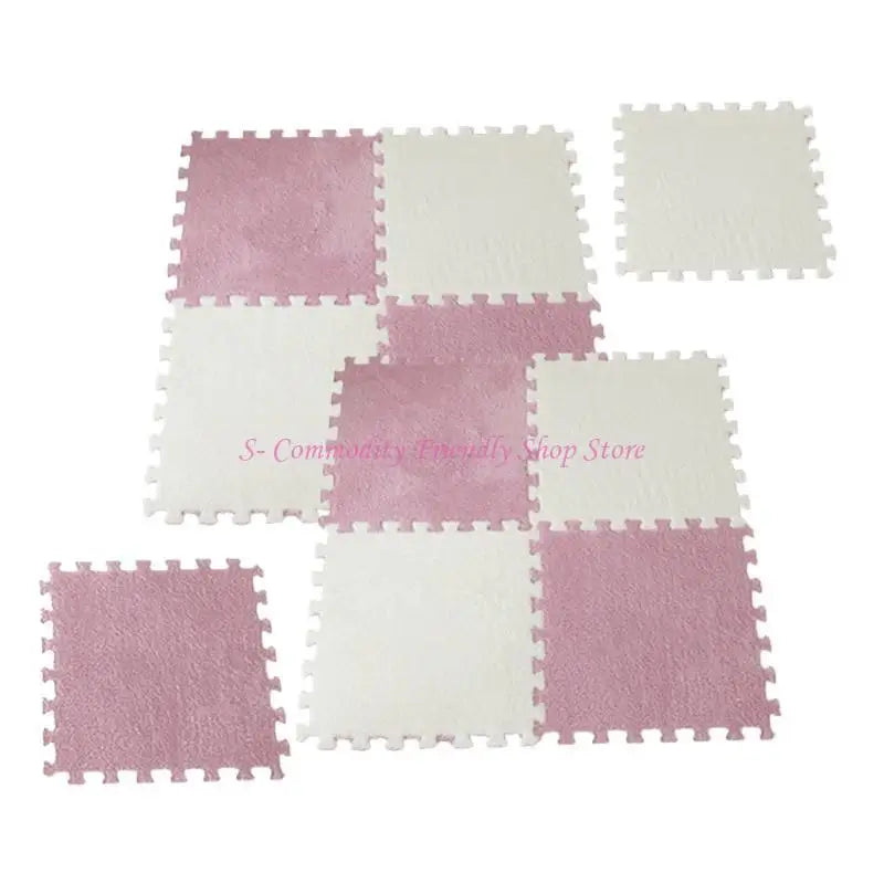 tapis sol carreaux géométriques beige blanc rose violet moderne 30cm 30cm