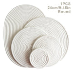 tapis table tissé motifs concentriques beige marron gris clair rustique opaques 11cm 18cm 24cm