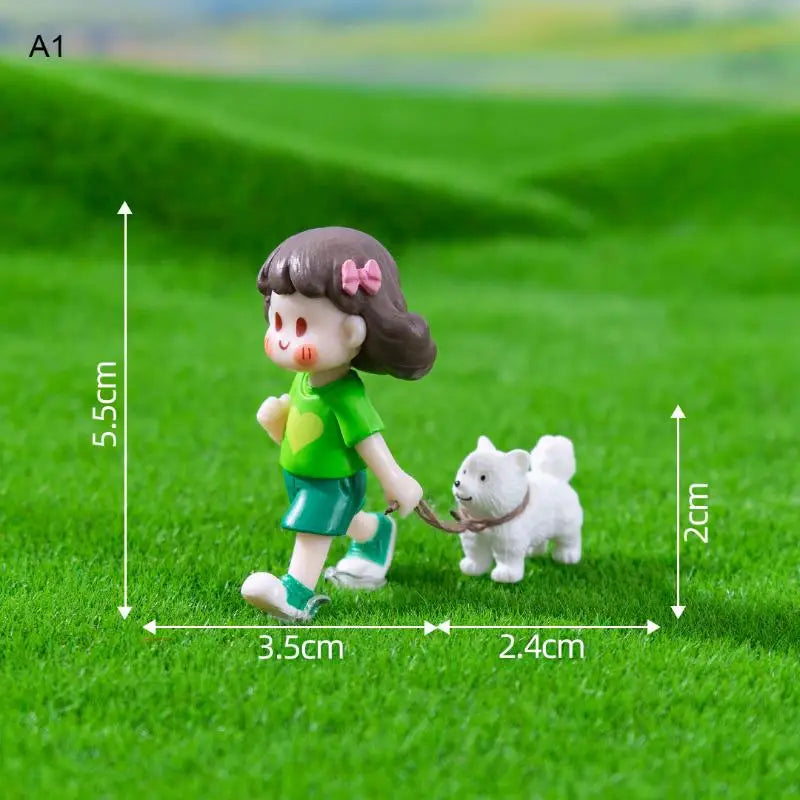 décoration jardin figurines enfants chiens papillons paysage miniature ornement maison festive