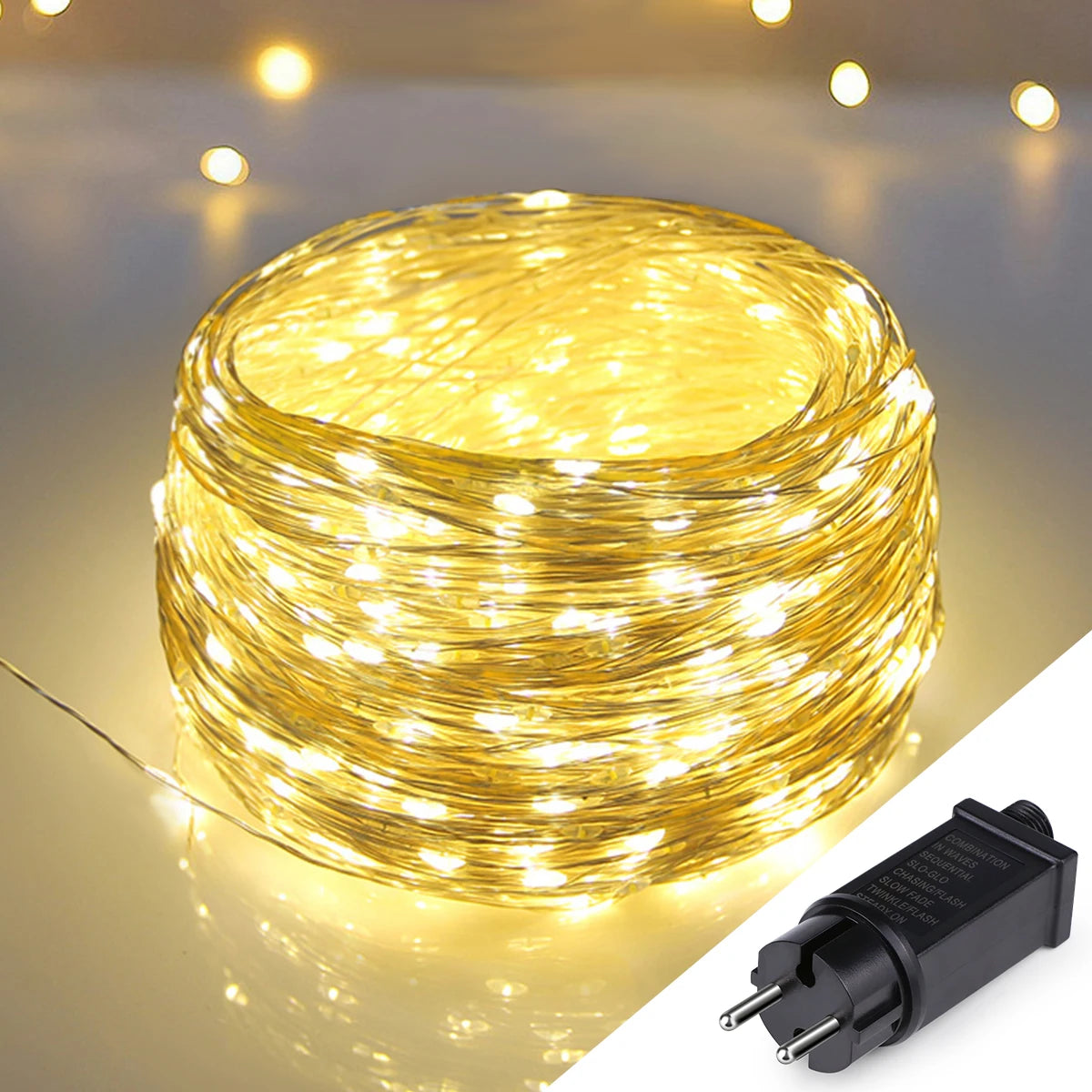 guirlande lumineuse led extérieure imperméable 100m 1000leds blanc chaud multicolore filaments fins moderne