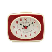 réveil vintage rétro cadran rouge bleu gris aiguilles fluorescentes décoration chambre salon