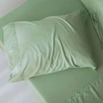 lot draps lit unis vert pastel coton doux moderne chambre maison