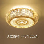 lampe tissage rotin moderne rustique bois naturel diamètre 40cm 50cm 60cm 80cm downlight