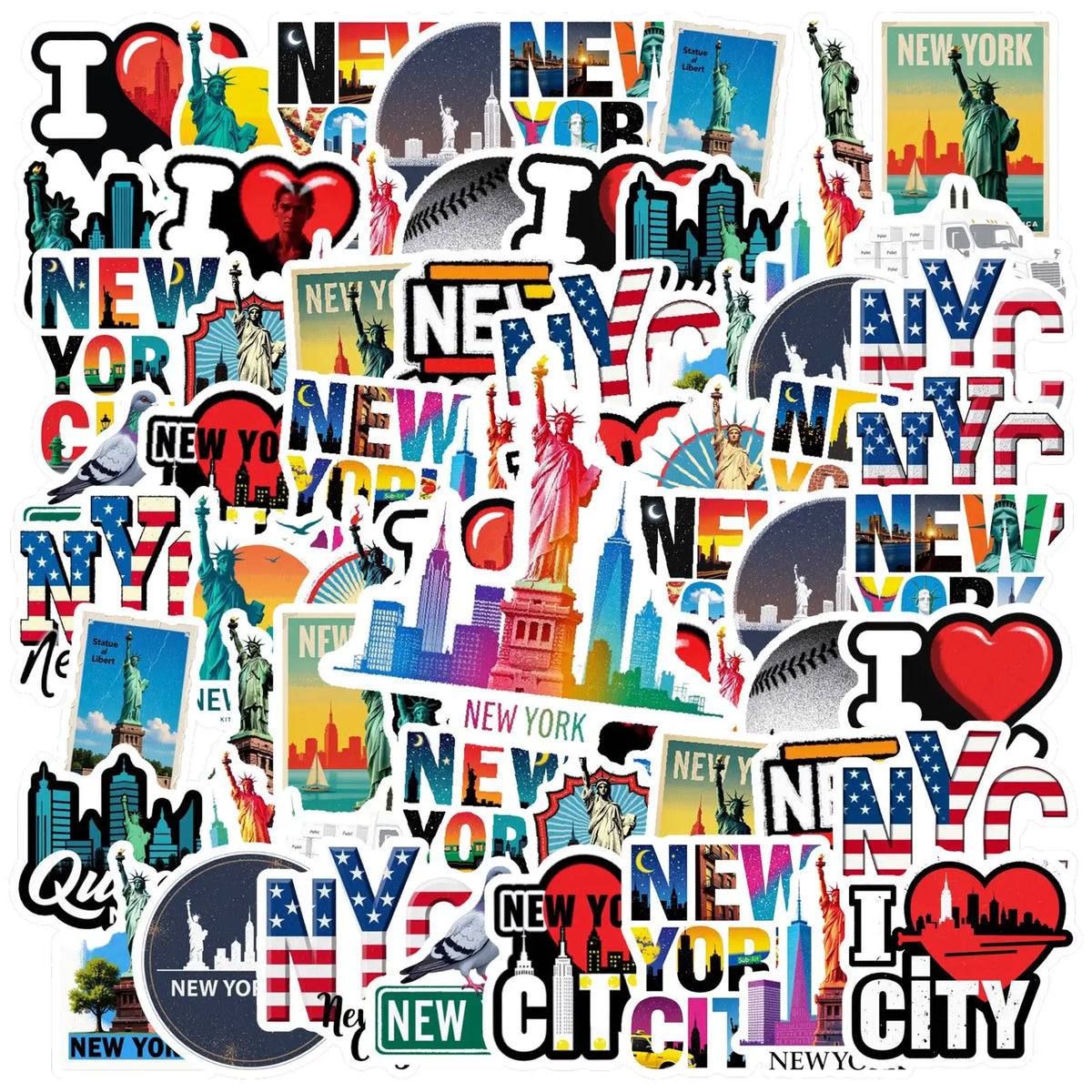 autocollants york statue liberté skyline pop art multicolore adhésif portables bagages journal cadeau graphique