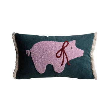 housse coussin brodée porc chien animaux motifs doux lit polyester coton respectueux environnement christmas