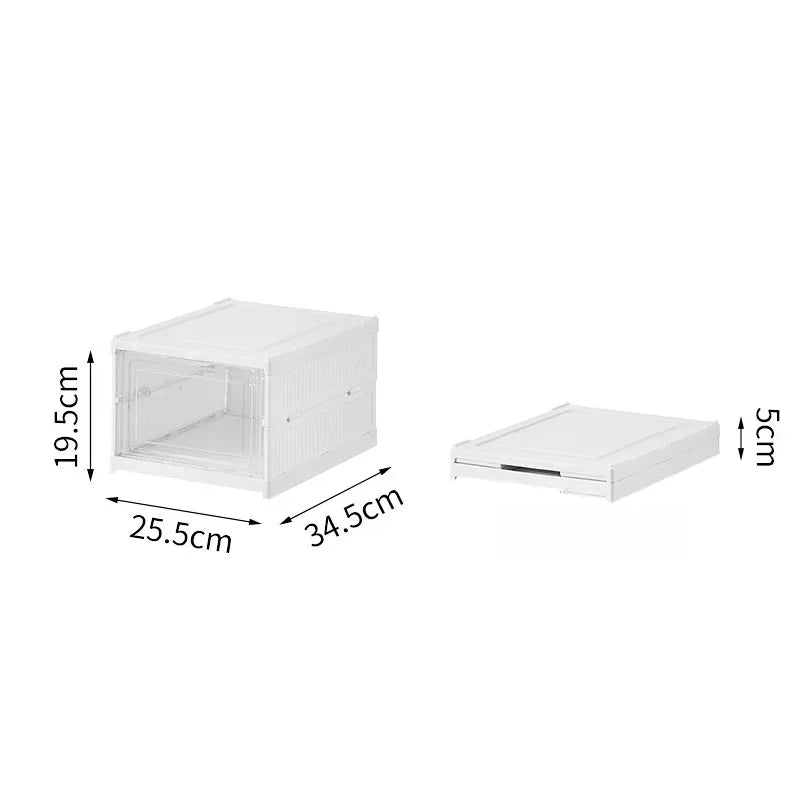 rangements chaussures empilables transparentes boîtes individuelles pliables boîtes motif relief moderne minimaliste emboîtement chaussures