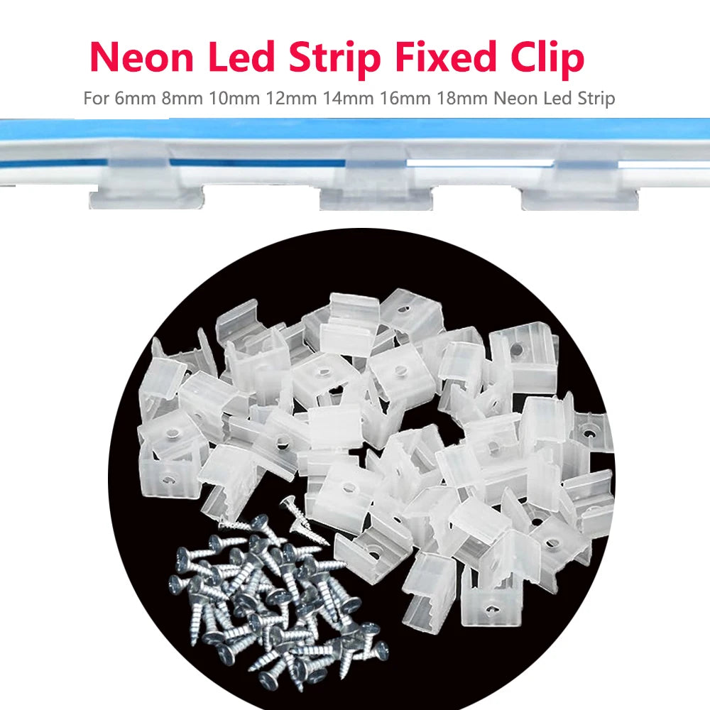 clips fixation ruban led transparent vis plastique pratique 12v 110v 220v flexible certification fcc