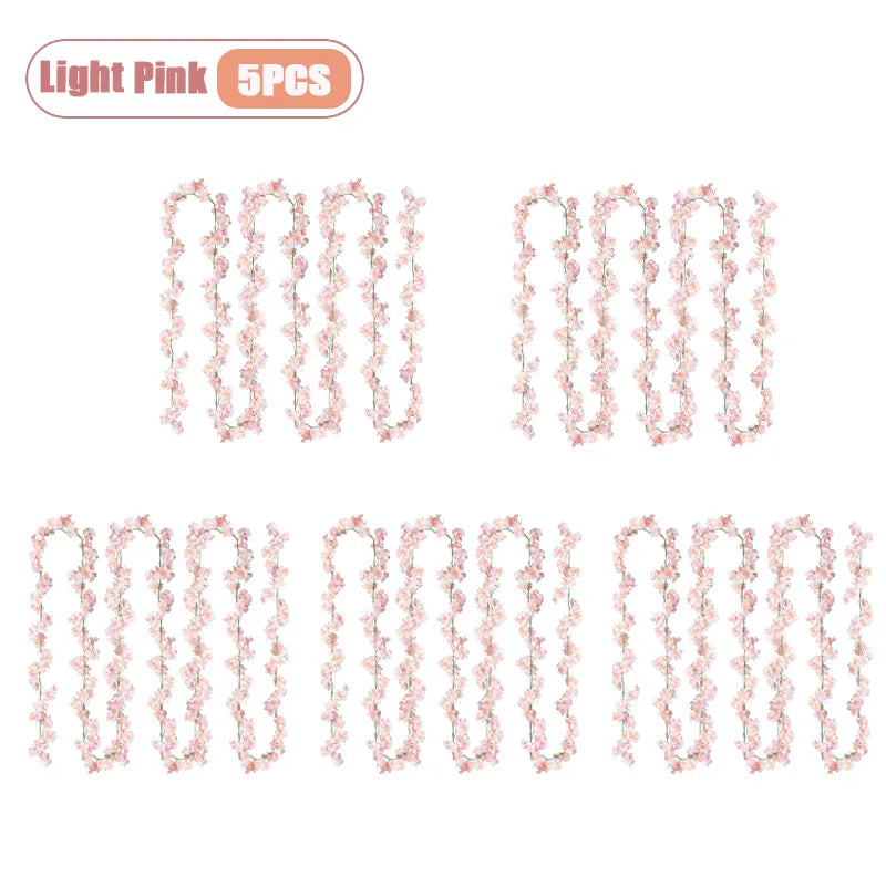 guirlande fleurs artificielles rose clair decoration murale exterieure maison romantique 180cm fête anniversaire