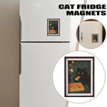 aimant réfrigérateur chat noir pizza fond vert moderne