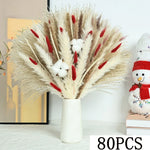 Bouquet fleurs séchées pampas blanche rouge décoration maison anniversaire boho festive