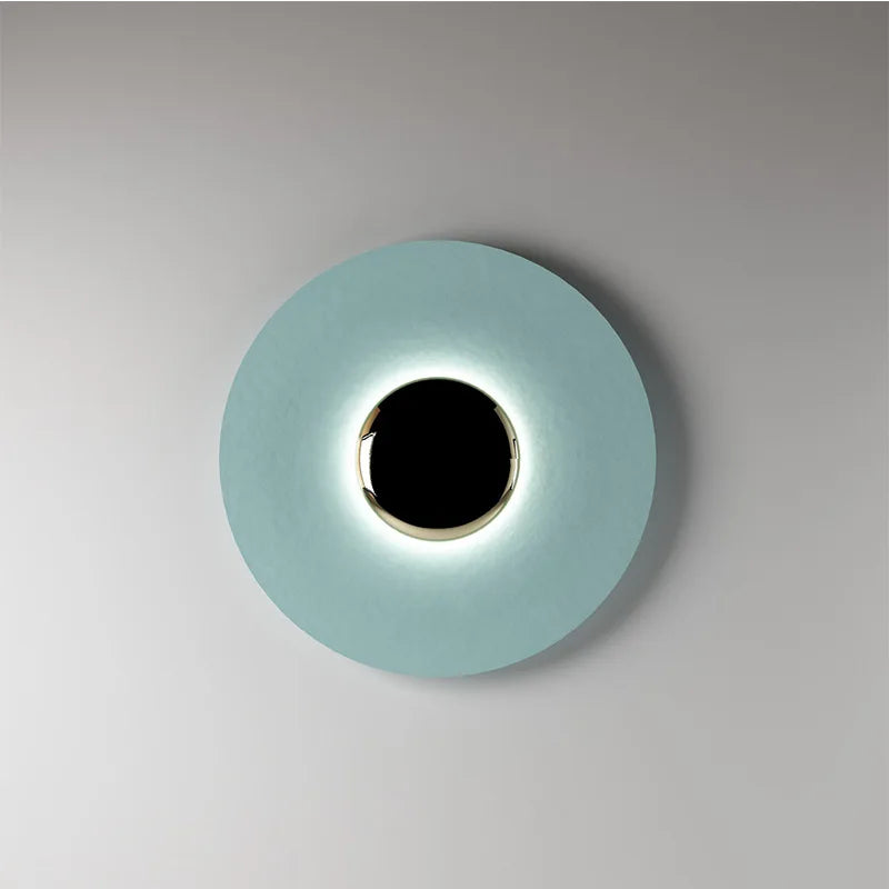 miroir mural decoratif circulaire moderne eclairement led orange bronze argenté vert bleu foncé texturé