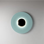 miroir mural decoratif circulaire moderne eclairement led orange bronze argenté vert bleu foncé texturé