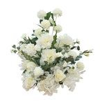 arche décorative moderne fleurs artificielles blanches feuillage vert extérieur mariage anniversaire baby shower