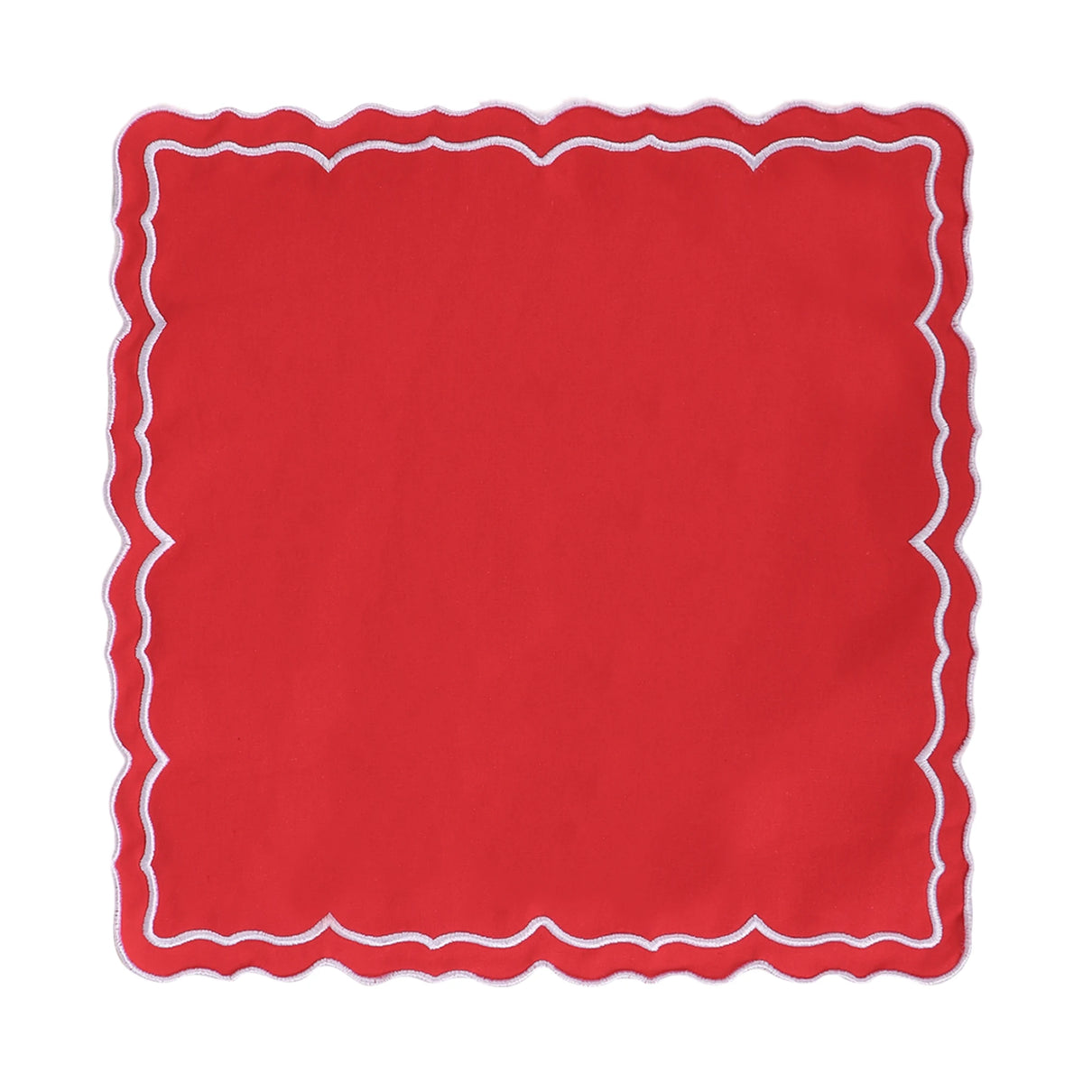 serviettes table carrées coton lin brodé motif floral rose clair vert classiques