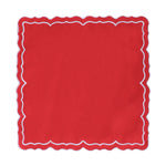 serviettes table carrées coton lin brodé motif floral rose clair vert classiques