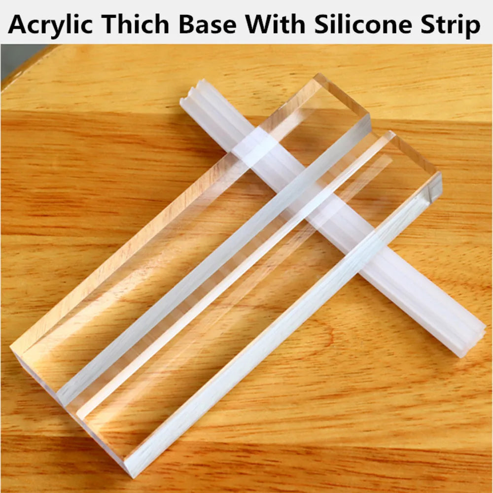 support menu acrylique transparent moderne base bois adhésif minimaliste