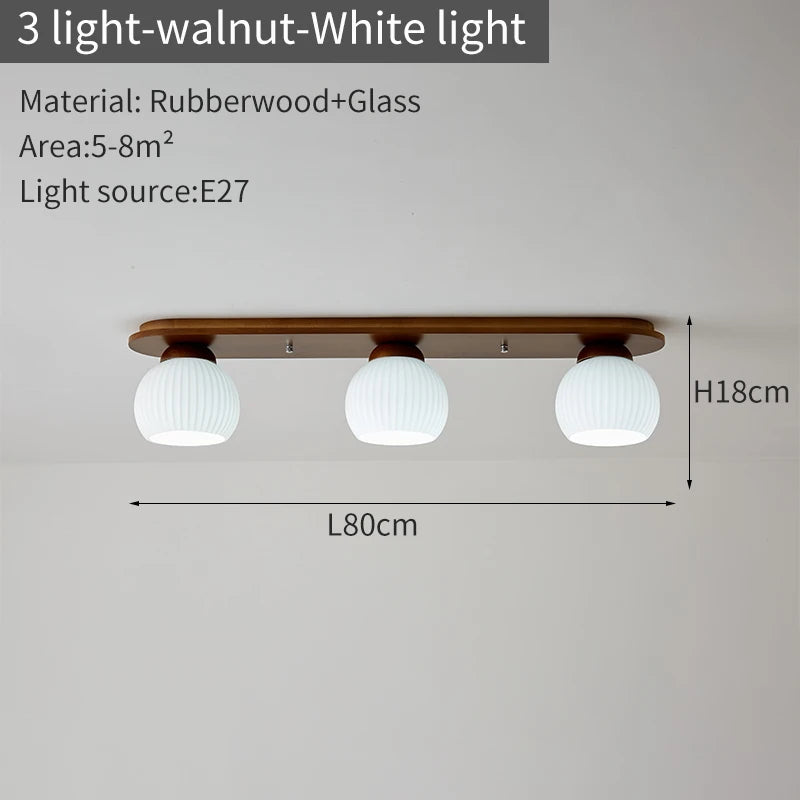 plafonniers modernes trois ampoules led bois naturel lumière blanche minimaliste