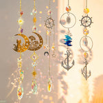 décoration murale suspendue cristaux lunettes chat ancre étoile soleil fenêtre jardin intérieur extérieur