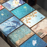 serviettes table bleu vert fleurs oiseaux paysages traditionnelles élégantes absorbantes coton thermiques