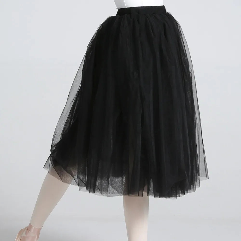 jupe tutu blanc noir classique danse polyester tulle élastique mi mollet juniorSizeMode