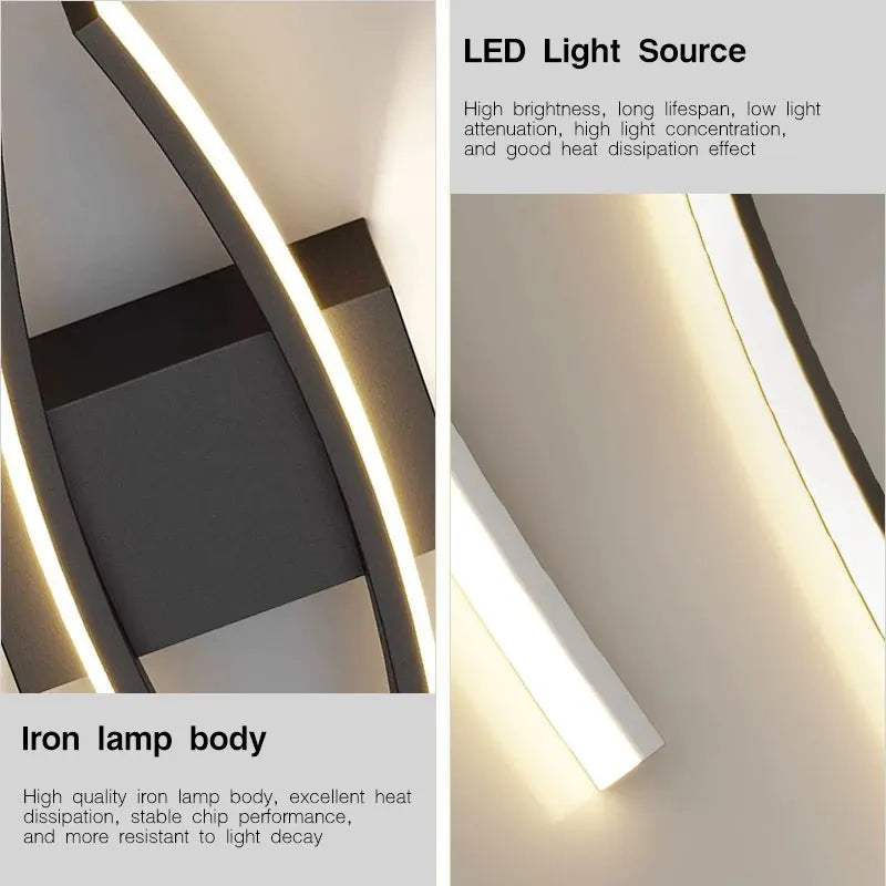 applique murale led moderne blanche dorée ondulé éclairage chambre cuisine étude entrée
