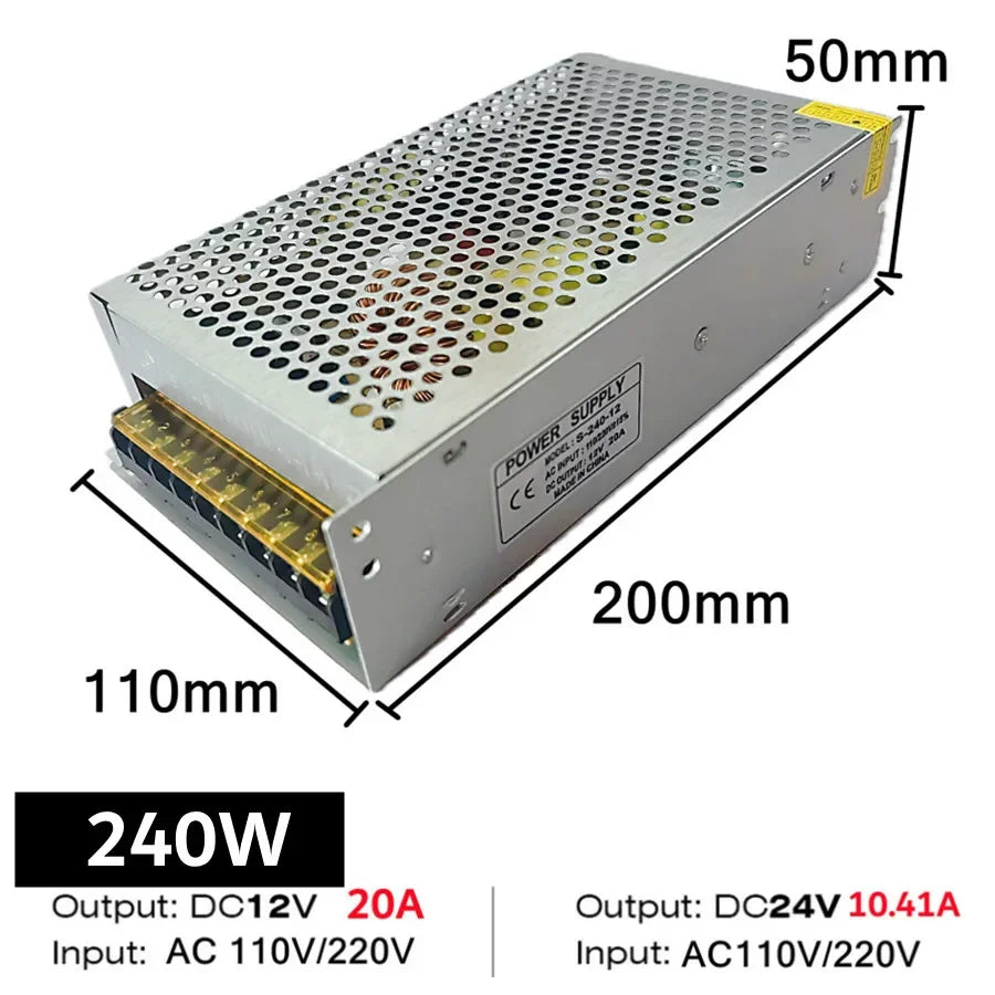 transformateur alimentation électrique ac vers dc bande led intérieur aluminium 12v 24v 48v