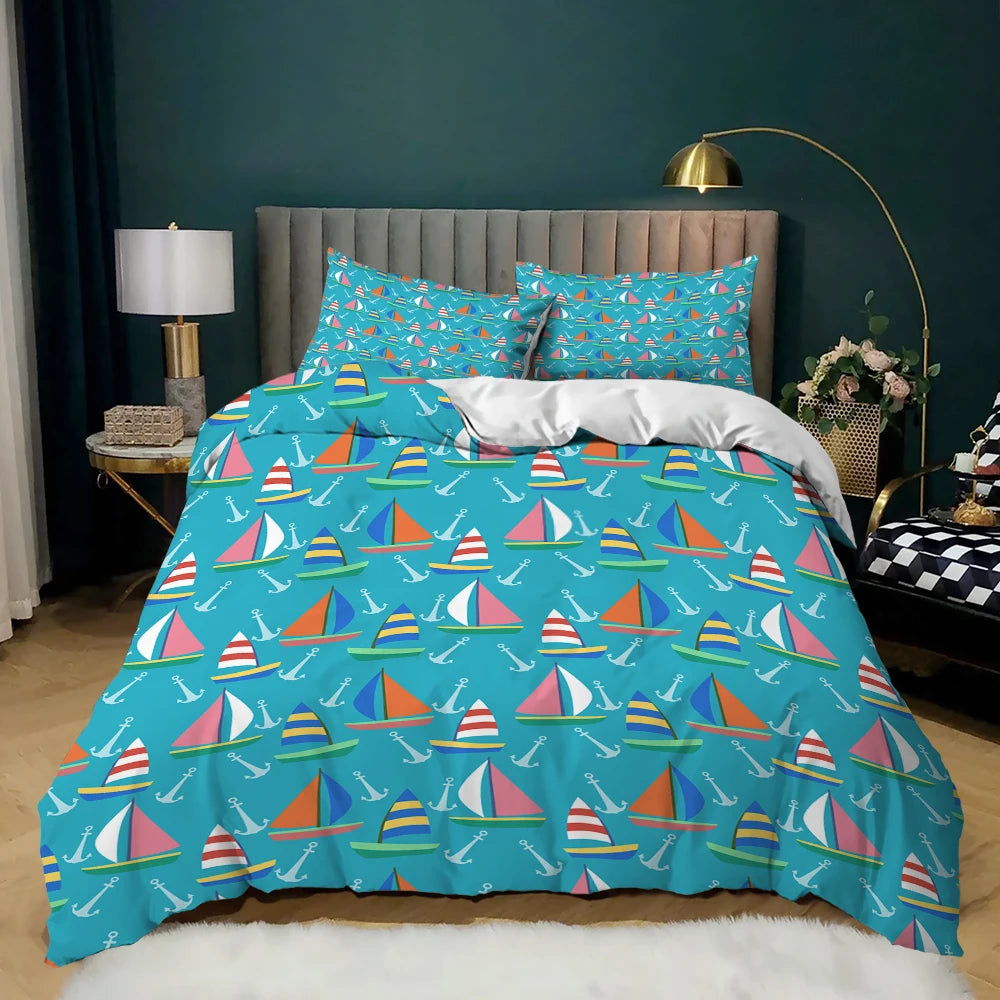 Ensemble literie bleu marine avec taies d'oreiller coordonnees