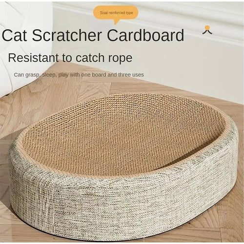 griffoir chat sisal tissé forme ovale moderne minimaliste beige brun clair durable