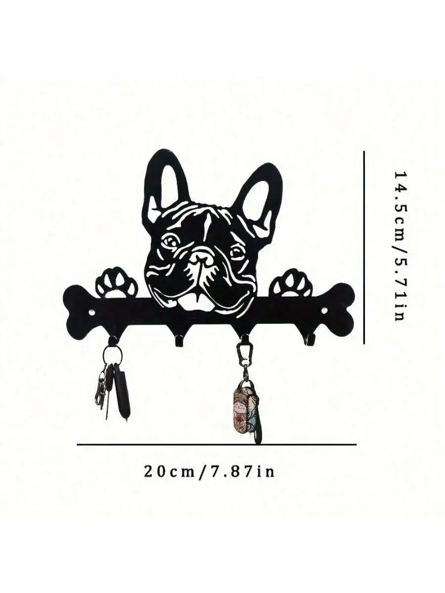 porte clés mural chiens stylisés noir moderne fixations clés supplémentaires