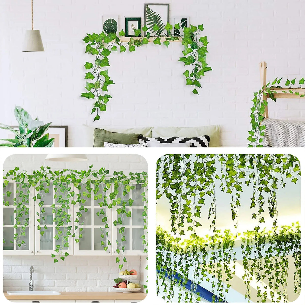 guirlande végétale artificielle feuilles vertes modernes décoration extérieure accrochée adhésif maison jardin anniversaire exposition