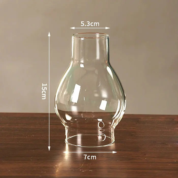 lampe poser moderne transparent base bois brun doré ridées minimalistes