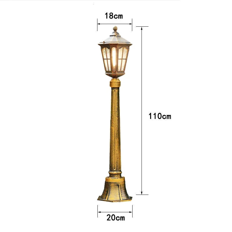 lampe sol vintage métal bronze noir led ip65 extérieure classique