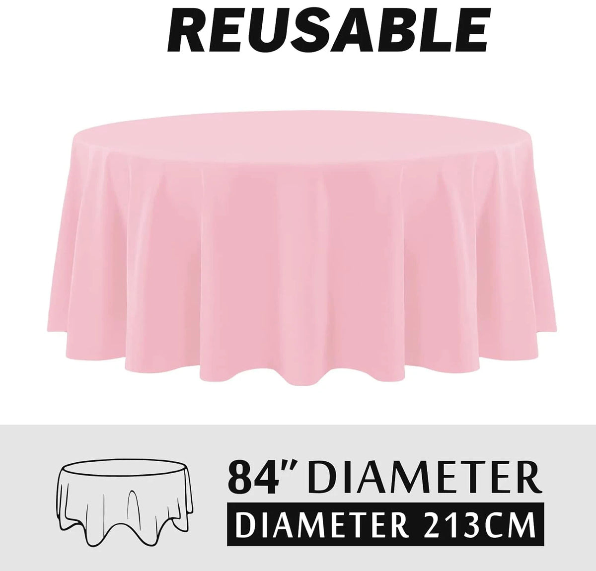 nappe table ronde rose clair plastique moderne opacité diamètre 213cm centre blanc