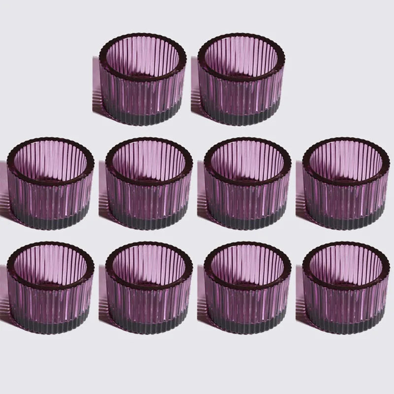 bougeoirs rose rayées modernes support bougie décoration table mariage tealights pack 10