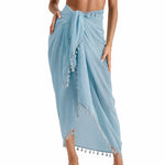 sarong plage rose clair noir vert polyester moderne franges décontracté