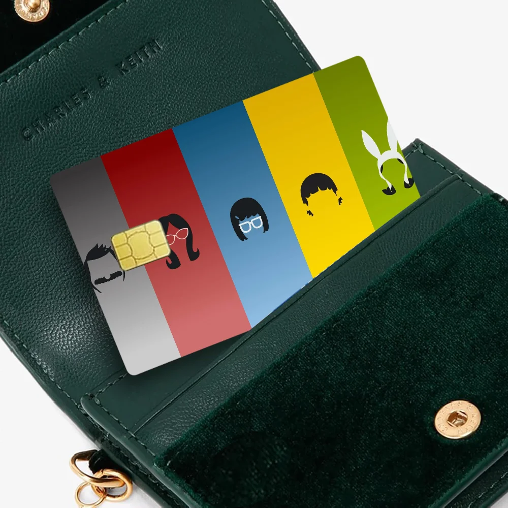 sticker adhésif carte crédit dessin animé bob's burgers the movie waterproof réutilisable bleu jaune