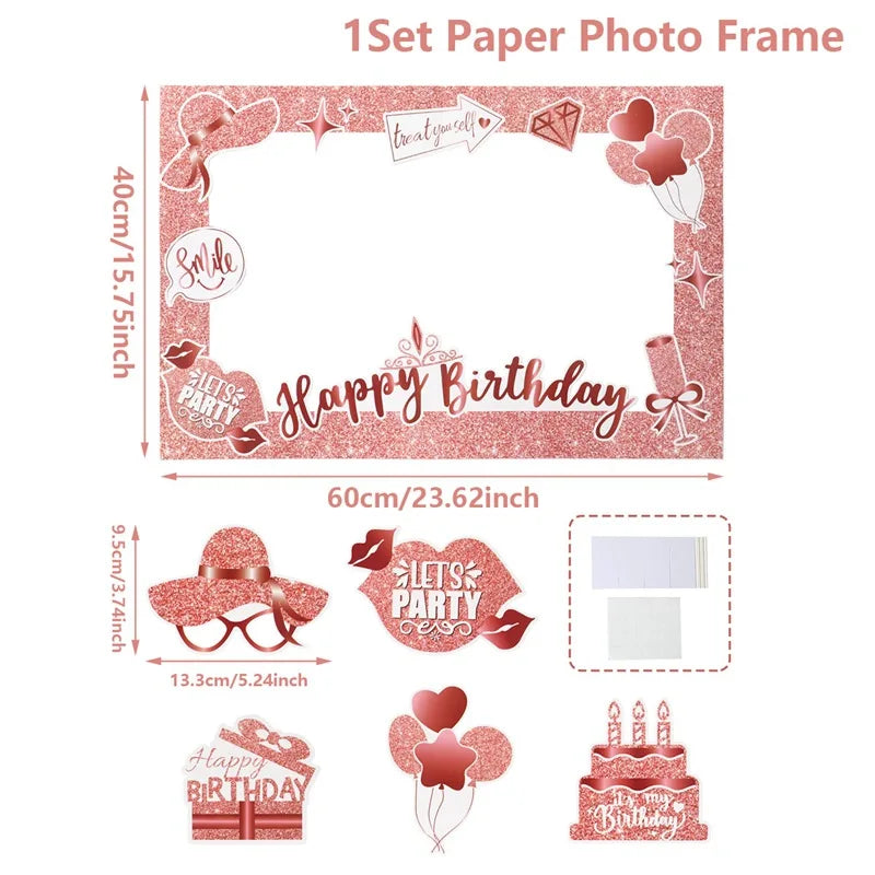 cadre photo festif moderne pailleté rose doré anniversaire accessoires photos clips brillants