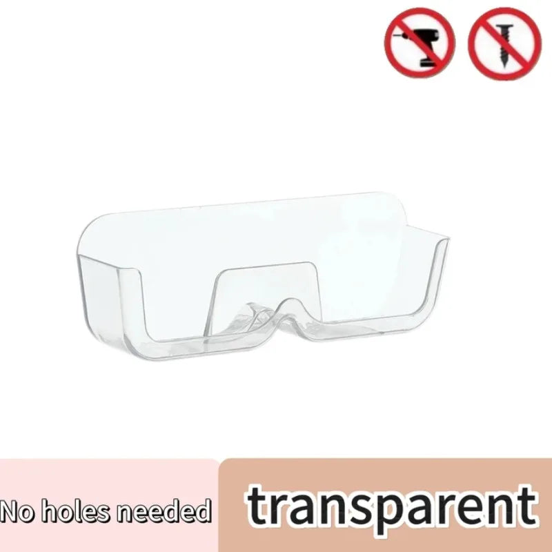 porte lunettes mural adhésif transparent blanc gris moderne rangement anti pression chevet soleil
