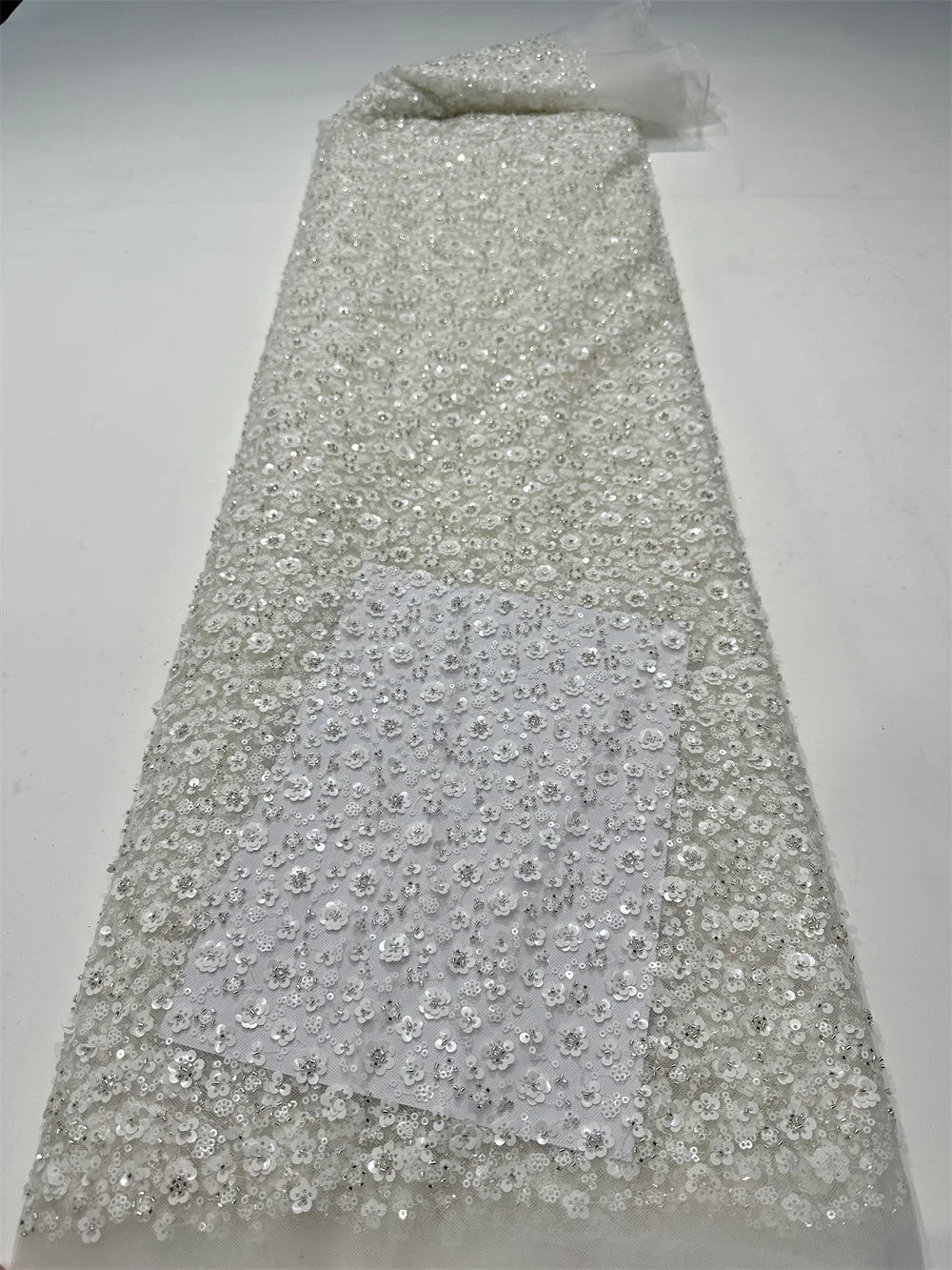 tissu décoratif blanc paillettes fleurs élégant festif polyester coton imperméable occasion mariage haute qualité