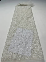 tissu décoratif blanc paillettes fleurs élégant festif polyester coton imperméable occasion mariage haute qualité