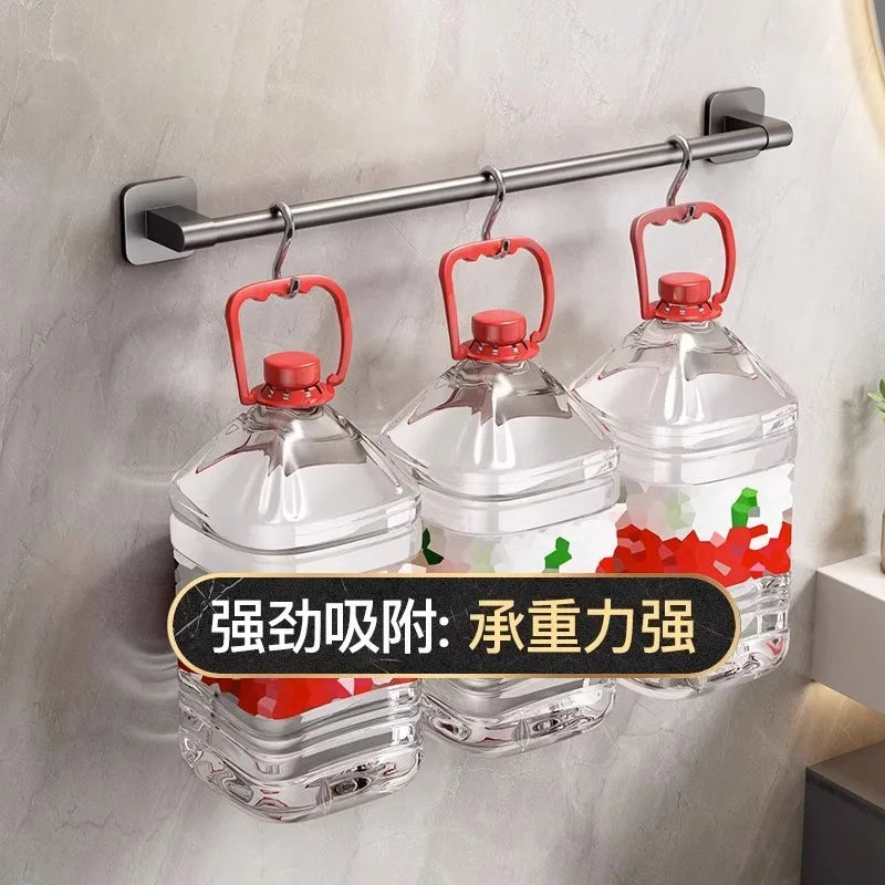 porte serviettes mural moderne aluminium gris lisse auto salle bain sans perforetion étageries