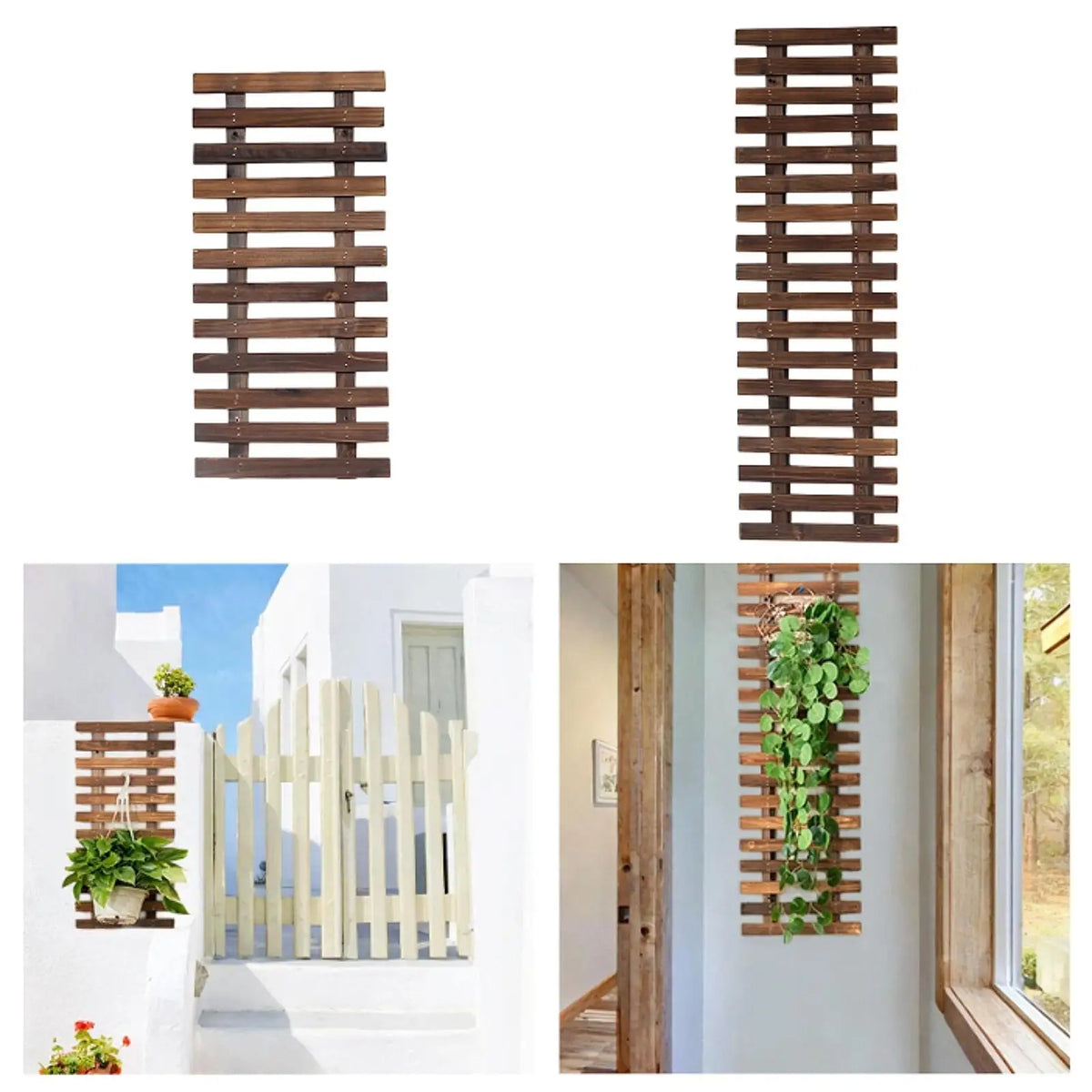 jardinière murale bois plantes grimpantes support vertical patio intérieur rustic minimaliste
