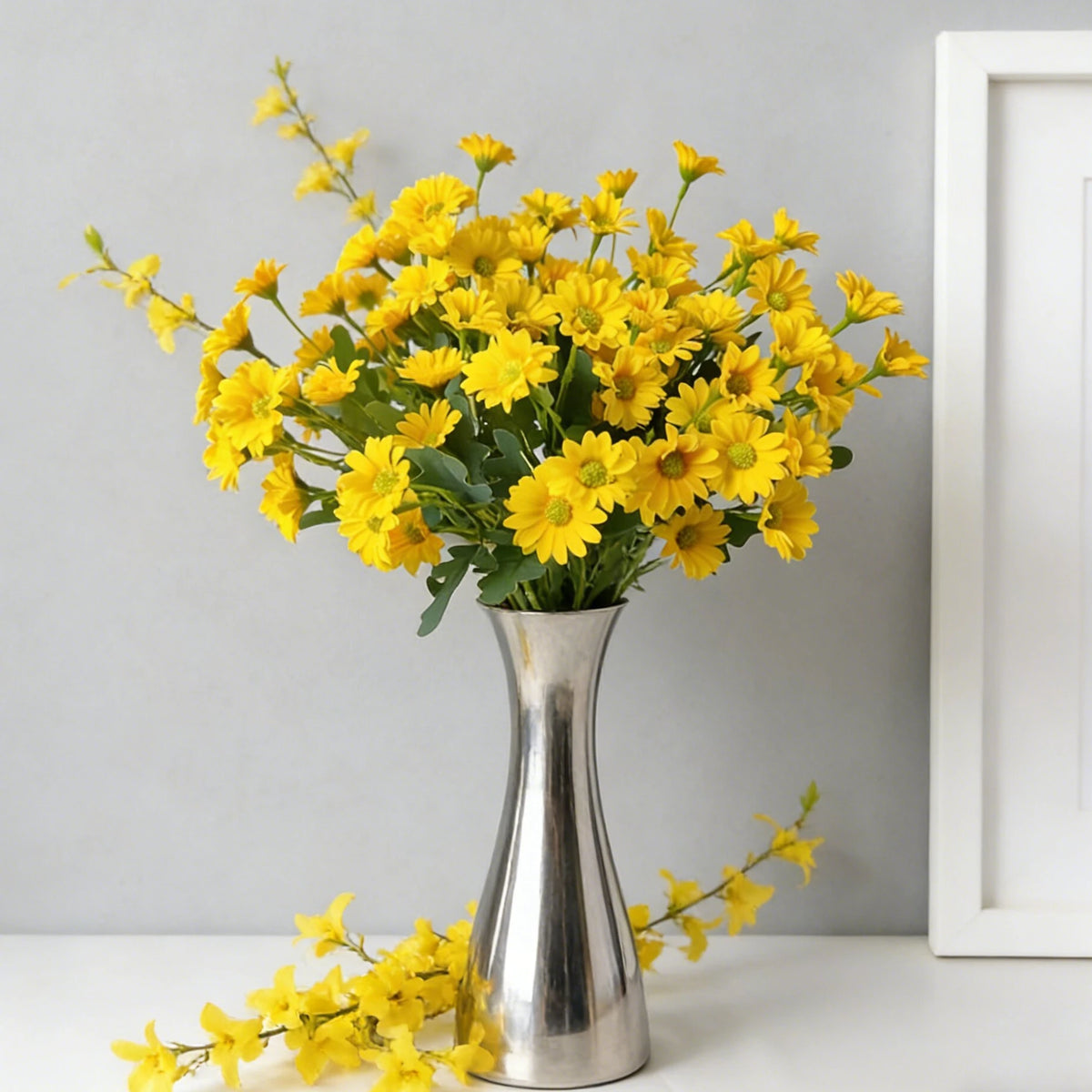 bouquet marguerites artificielles soie décoration mariage anniversaire intérieur moderne minimaliste orange blanc rose jaune