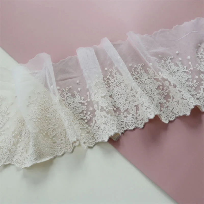 ruban dentelle fleurs blanches mariage translucide classique élasthanne polyester largeur sixteen cm erotique deco