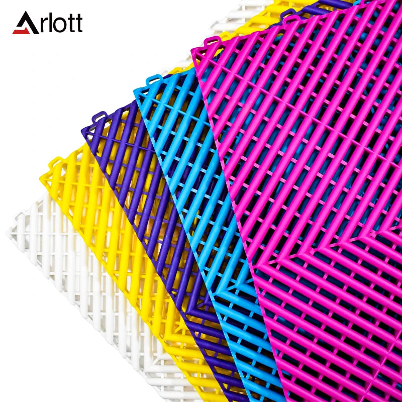tapis sol modulaires antidérapants bleu noir blanc moderne connecteurs clip système