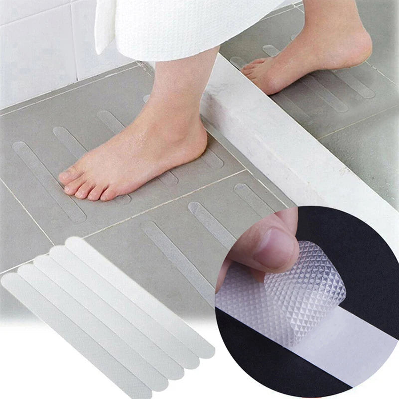 tapis bain antidérapant transparent rayures texturé moderne adhésif pack 6pcs