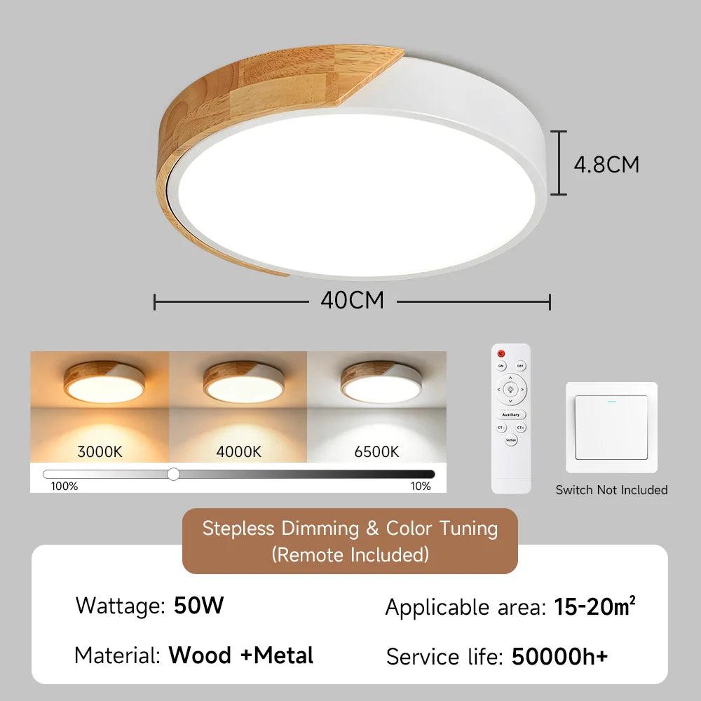 lampe led moderne minimaliste noir bois naturel éclairage intérieur salon chambre cuisine