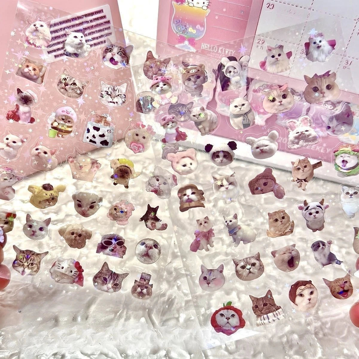 sticker kawaii chatons transparents accessoires divers scrapbooking waterproof mignon ornement decoration scenique